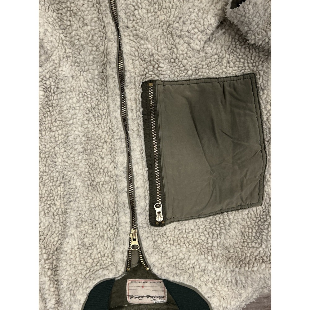 Free People Rivington Sherpa Olive Oversized Relaxed Zipper Jacket Womens Small - Picture 7 of 7